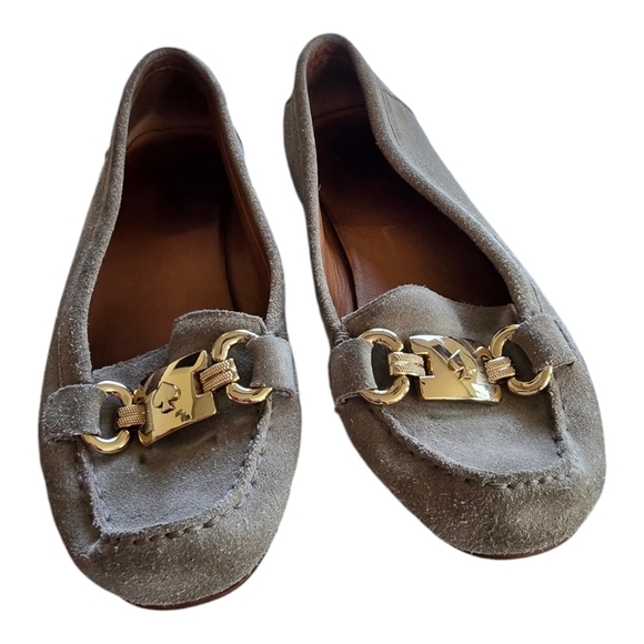 Kate Spade Carson Loafers Women Sz 6M Gray Gold Medallion Flats Comfy - Picture 4 of 13